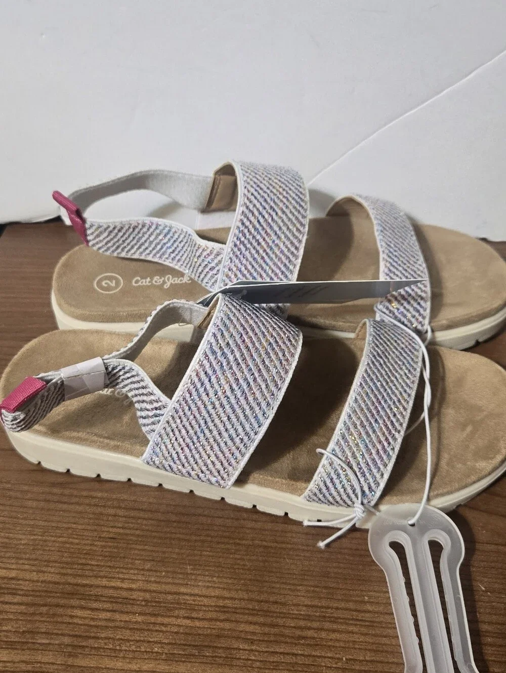 Cat & Jack White Multicolor Glitter Strap Kids Sandals
